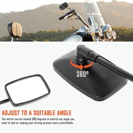 DREAMIZER Black 10mm Motorcycle Mirrors Universal Convex Rear View Side Mirrors with 7/8" Handlebar Mount Compatible with Honda Shadow Yamaha Suzuki Kawasaki Aprilia Ruckus Grom Shadow Vstar650