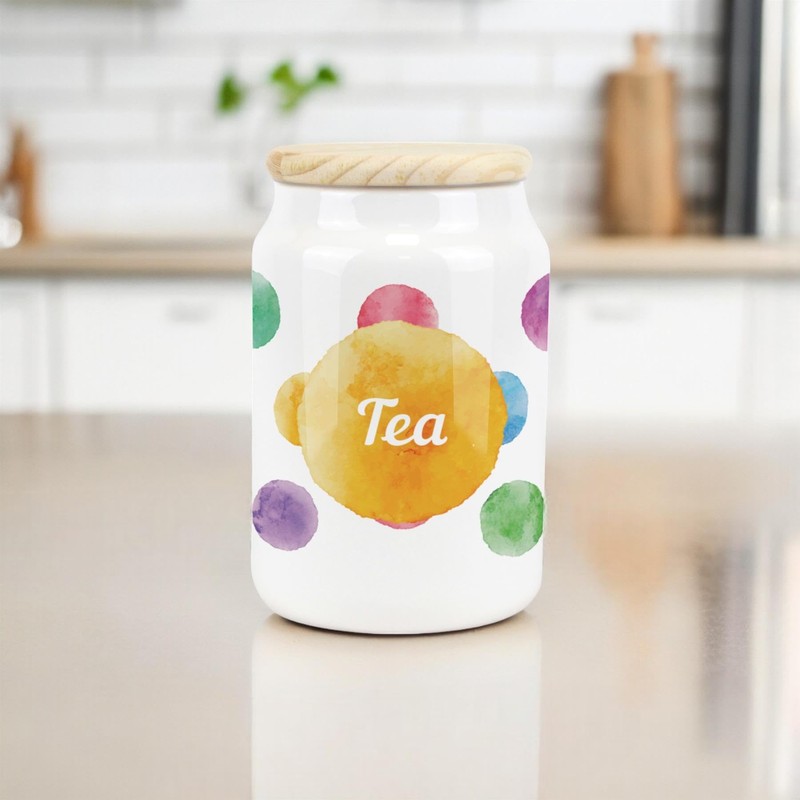 Purely Home Polka Dots Ceramic Tea Storage Canister - Multicoloured