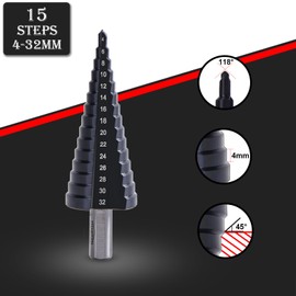 ITEMPESTI M35 cobalt step drill, Ø 4-32mm, TiAlN coated, robust and high temperature resistant, suitable for metal, stainless steel, plastic, wood