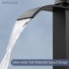 Airuida Vessel Sink Faucet Matte Black, Tall Waterfall Bathroom Faucet,