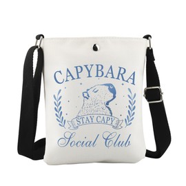 WCGXKO Capybara Social Club Crossbody Bag Capybara Lover Gift Cute Capybara Gift for Women (Capybara Cro CA)