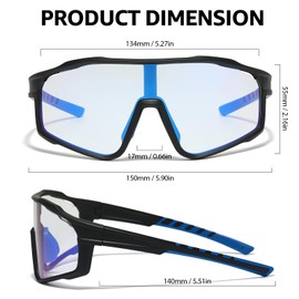 TJUTR Photochromic Cycling Glasses for Men Women Youth - TR90 Frame Sports Sunglasses - Wide Angle Anti Glare Running Baseball Fishing Driving Motorcycle MTB Riding UV400 Protection