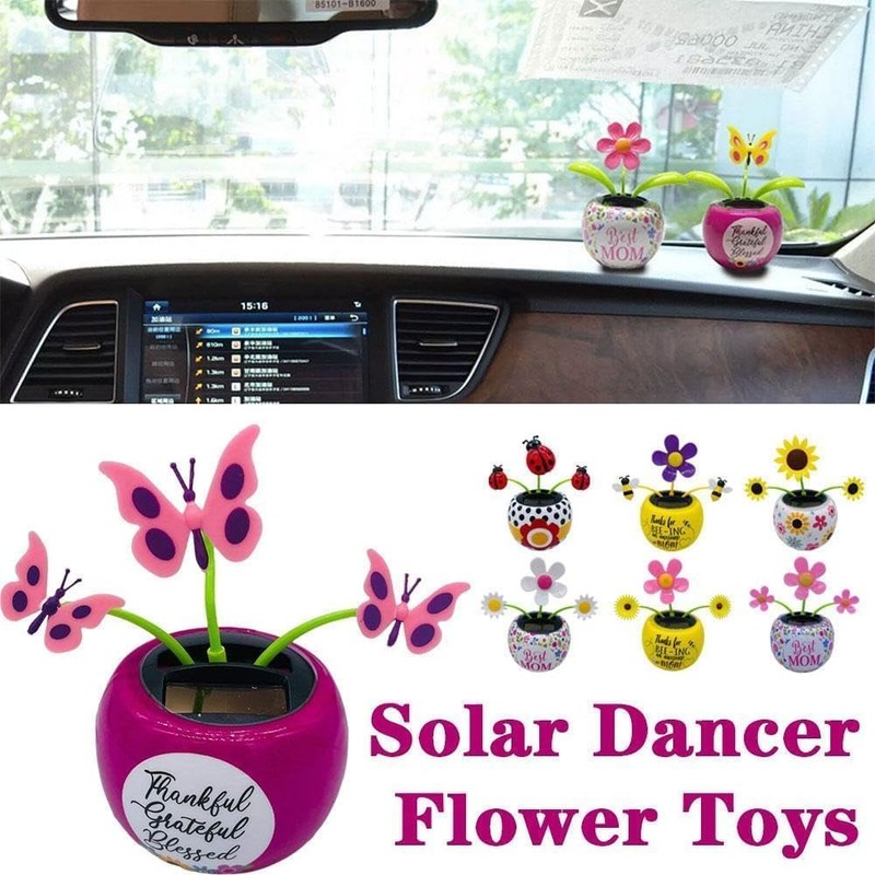 Red Bug Solar Powered Dancing Flower for Car, Car Windowsill