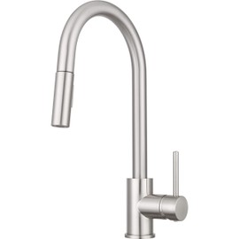Pacific Bay Bellevue Pull-Down Kitchen Faucet – Single-Handle with in-Line Sprayer, Multiple Spray Functions, High-Arc Design - Brushed Satin Nickel