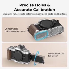 SMALLRIG Z fc Wooden Handgrip, L-Shape Grip Holder for Nikon Z fc Camera, Retro-Style Side Handle with 1/4"-20 Threaded Hole, Cold Shoe, Quick Release Plate for Arca (Sliver) - 4803