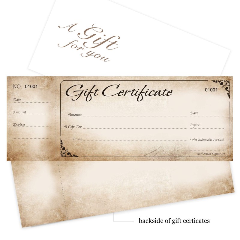 Blank Gift Certificates Cards with Free Envelopes 25 set with
