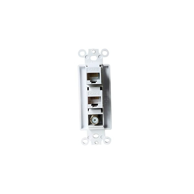BUPLDET 2 Ethernet 1 Coax Wall Plate Insert - Dual