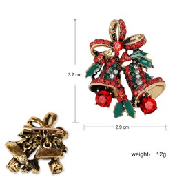 BiBeary Christmas Jingle Bell Brooch Pins for Women Gift for Girls Rhinestone Crystal Enamel Gold Tone