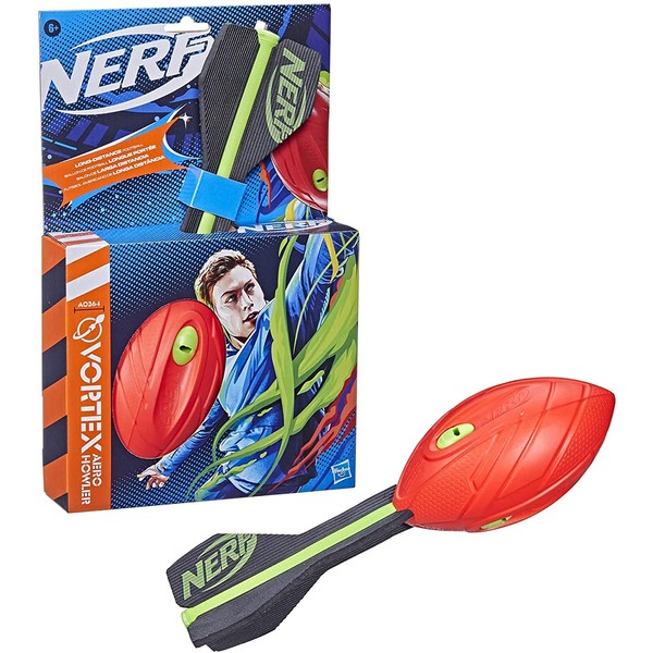 NERF Vortex Aero Howler Foam Ball, Classic Long-Distance Football, Flight-Optimizing Tail, Whistling Sound, Indoor & Outdoor Fun, Christmas Stocking Stuffers for Kids