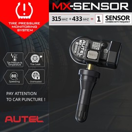 Autel TPMS Sensors MX 1 Sensor OEM Replacement Universal Tire Pressure Sensor 433/315MHz Press-in Rubber Valve Stem Programmed by TS408 TS508 TS508WF TS608 TS900 MX900TS MK900TS ITS600 MS906PRO TS