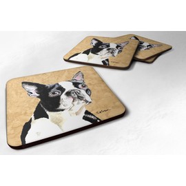 Caroline's Treasures Boston Terrier Foam Coasters (Set of 4), 3.5" H x 3.5" W, Multicolor