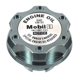 Unbranded Gunmetal Billet Silver Mobil1 5W30 Anodized Oil Cap Filler Fits Corvette Camaro