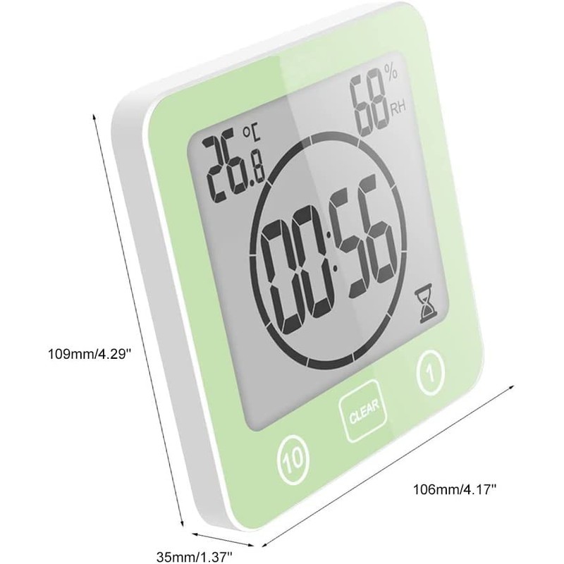 VORRINC Bathroom Clock Waterproof Touch Control ℃/℉ Humidity Temperature LCD