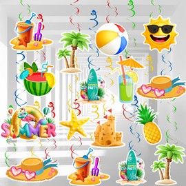 Strandparty Dekospiralen Hawaii Party Dekoration, 33pcs Hawaii Party Hängende Wirbel Deko Tropische Dekorationen Spirale Hawaii Deko Party Spirale für Beach Party Deko