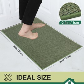 BEQHAUSE Kitchen Rugs 20"x32", Non-Slip Kitchen Mats for Floor, Super Absorbent and Stain Resistant Kitchen Rugs, Machine Washable Rugs for Kitchen, Hallway, Laundry & Sink, Green