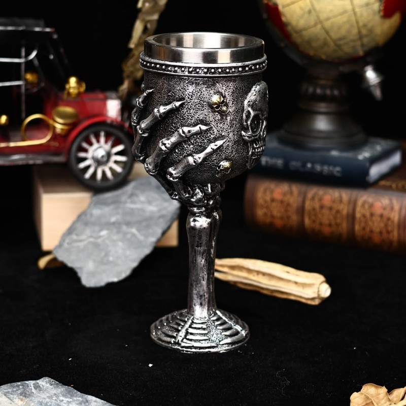 ZONSUSE Skeleton Hand Goblet, Skull Goblet, Medieval Wine Goblet, Gothic