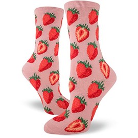 ModSocks Women's Strawberry Crew Socks in Petal Pink