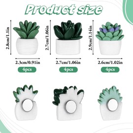 Pack of 12 3D Flowers Cute Fridge Magnets Cactus Magnetic Cute Mini Resin Magnets for the Fridge for Whiteboards, Fridge Magnets, Decorative Locker Magnets