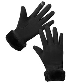 Batheidon Women's Winter Gloves with Touchscreen Function, Fleece Gloves, Women's Winter Gloves, Warm Thermal Gloves with Fleece Lining, Black