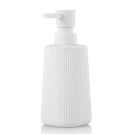 Timotech Dispensador de Jabón Líquido, Dispensador Pequeño para Baño y Cocina, Dispensador de Jabón de Manos de Plástico Moderno, Jabonera Moderna, Accesorios para Baño (Blanco)