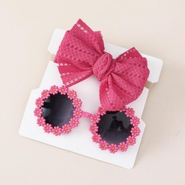 Yheahin Baby Girl Bows Tie Headband Newborn Soft Cotton Hair Bow Party Photo Shower Bow Headwraps Hair Accessories for Toddler Infant (Style 1-Pink, stretchy)