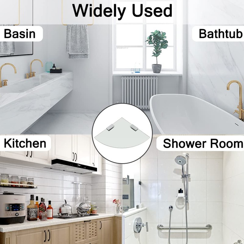 SAYAYO Glass Corner Shelf for Wall, Tempered Floating Glass Shelves