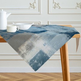 Tablecloth 85 x 85 cm Navy Blue Table Runner Modern Art Painting Tablecloths Short Linen Table Decoration Washable Decoration Aesthetic Tablecloth for Autumn Party Weddings Holidays Birthday