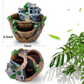 goldblue Fairy Garden Planter Plants Pot Tiny Creative Flowers Succulent Plants Fairy House Pot Holders Hanging Garden Design with Sweet House (Orange)