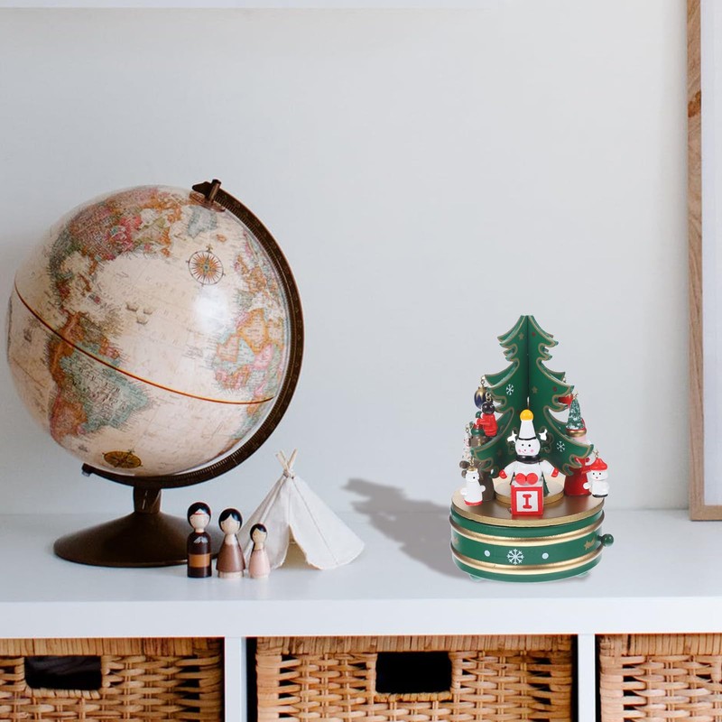 Cabilock 1 Piece Rotating Christmas Music Box Made of Wood: