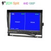 9" 4Pin IPS HD SD DVR Recording 2CH Split Car