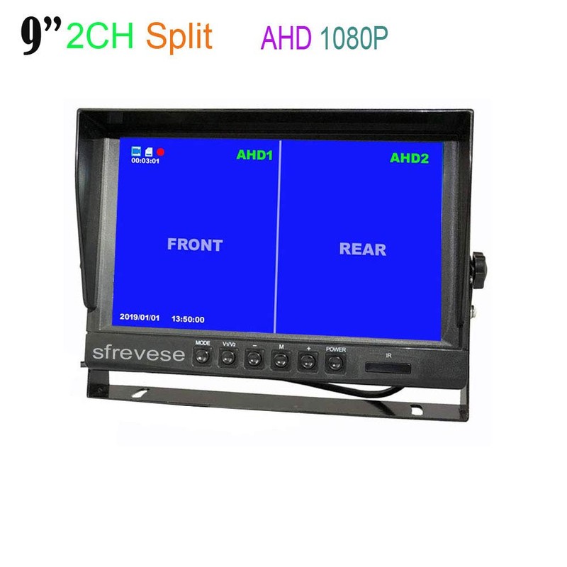 9" 4Pin IPS HD SD DVR Recording 2CH Split Car