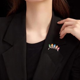 Cute CZ Colorful Magpies Brooch Pin for Women Girls Gold-Toned Rhinestone Enamel Animal Birds Brooches Lapel Pins Christmas Spring Ornament Dress Accessories Delicacy Jewelry Gift