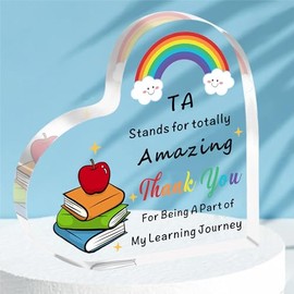 HULALA Ta Gifts Teaching Assistant Gifts For Women Thank You Teaching Assistant Gifts Acrylic Heart Teaching Assistant Plaque Teaching Assitant Appreciation Gifts Leaving Gift End Of Term