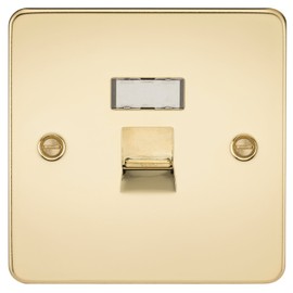 Knightsbridge FPAVRJ45PB Flat Plate Rj45 Network Outlet-Polished Brass