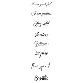 I Am Grateful, I Am Fearless Inspirational Temporary Tattoos 5 Sheets of 4.02x6.02in 5 Sheets of 3x4in Temporary Tattoos