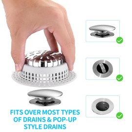 Aluvor Shower Drain Hair Catcher, Shower Drain Cover, Bathtub Drain Hair Catcher for Pop-Up & Regular Drains (Top Small)