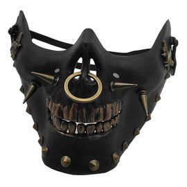 XIXTUT Skeleton Skull Half Face Mask Party Cosplay Hip Hop Punk Spike Mask Black