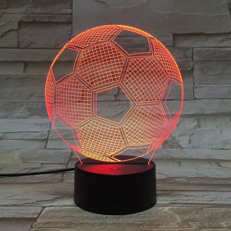 3D Visual Soccer Night Lamp USB LED Touch Football Shaped