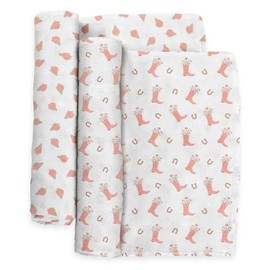 JuJuBe x Studio Oh! Baby Essentials Swaddle Blanket Set - Soft, Comfortable, Neutral Newborn Baby Swaddle Blankets for Baby Shower & Baby Registry - Nursery Essentials - Bloomin Boot