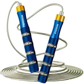 MOGOLD 𝐒𝐩𝐞𝐞𝐝 𝐉𝐮𝐦𝐩 𝐑𝐨𝐩𝐞 𝐟𝐨𝐫 𝐅𝐢𝐭𝐧𝐞𝐬𝐬 - Skipping Rope for Women Men Exercise with Adjustable Length Jumping Rope and Alloy & Silicone Handles Suitable for Workout Boxing Home Gym