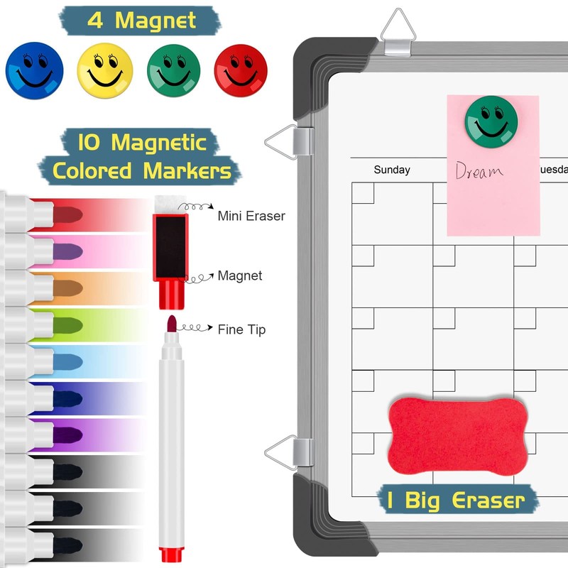 Dry Erase Calendar Whiteboard for Wall, Polegas 16" X 12"