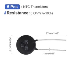 MECCANIXITY 5 Pcs NTC 8D-20 8 Ohm MF72 Power Direct Heat Type Negative Temperature Coefficient Thermistor Temperature Sensors