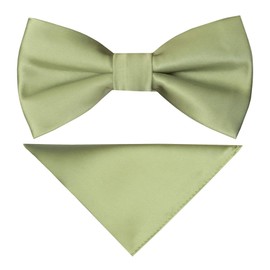 TIES R US Handmade Sage Green Mens Bow Tie and Pocket Square Set