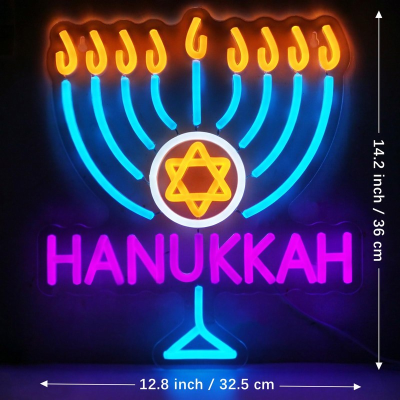Hanukkah Neon Sign Decorations for Home, Happy Hanukkah Star of