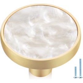 Jasluna Pearl Gold Knobs for Dresser Drawers, 12-Pack Brushed Brass Cabinet Knobs Pulls, 1-1/4-Inch knobs for Kitchen Bathroom, Decorative Furniture Hardware