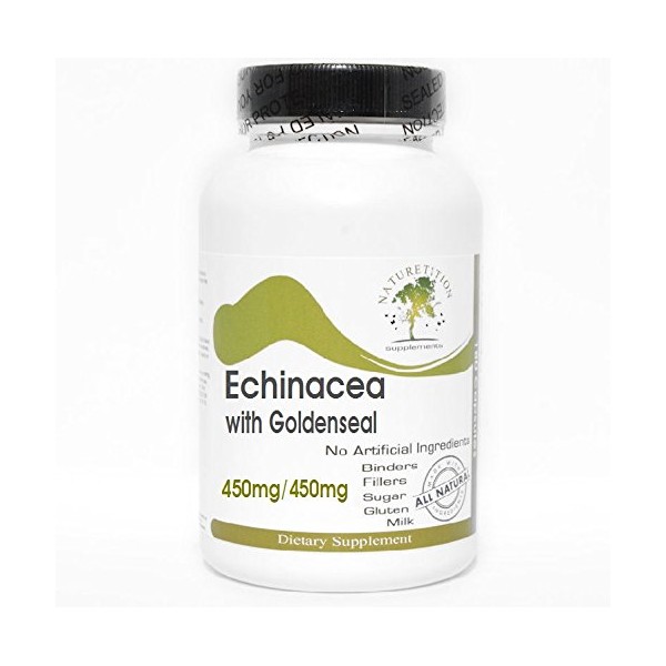 Echinacea 450mg with Goldenseal 450mg ~ 200 Capsules - No Additives ~ Naturetition Supplements