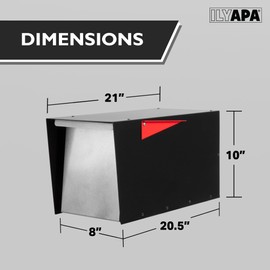 Ilyapa Modern Mailbox for Post Mount - Black with Gray Door Powder Coated Steel, Waterproof Letter Box for Parcels, with Recessed Magnetic Close Door