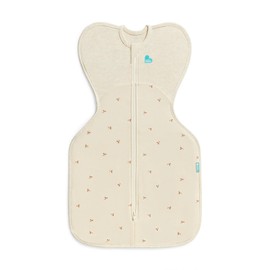 Love To Dream Swaddle Up, Small 3.5-6kg, Stage 1, 1.5 TOG, Fit Supports Good Sleep, Newborn Baby Swaddle Sack - Soft Stretch Cotton Fleece in Twigs Oatmeal - Arms Up Design for Safer, Better Sleep (S)