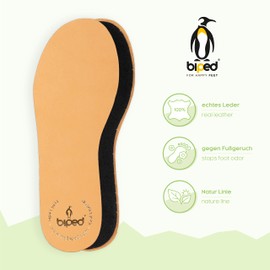 biped 2 Pairs of Children's Premium Leather Insoles with Activated Carbon - Leather Soles Against Sweaty Feet - Soft Leather Insoles for Children's Shoes z2766, brown