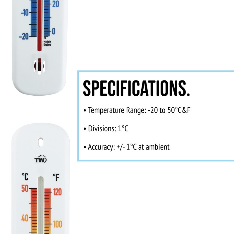 Wall Thermometer 215mm - Colour Coded Room Thermometer - Made